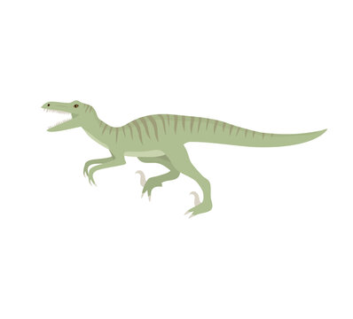 Vector hand drawn flat velociraptor dinosaur isolated on white background