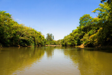 river, water, sky, landscape, trees