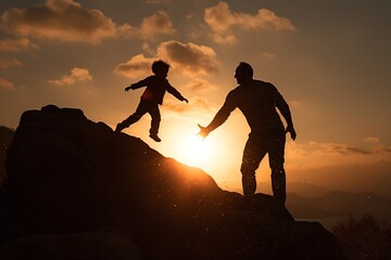 Celebrate the bond of love and trust between a father and child with this powerful silhouette photograph