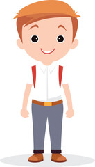 A cheerful student with a backpack stands confidently in this vector illustration.