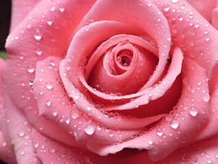 Close up Pink Rose With Water Droplets - Delicate Beauty of Nature