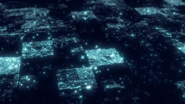Abstract digital background. Computer code. Data networks. Concept of digital communication. Big data visualization. 3D rendering. 4k animation.