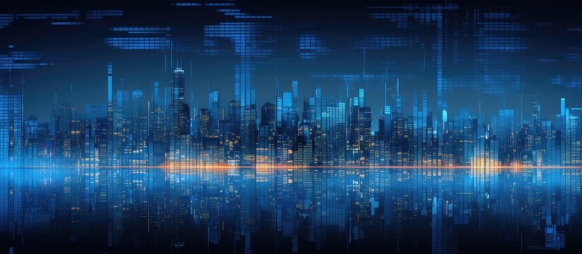 Abstract coding sketch of Chicago cityscape background, representing big data and networking. - Powered by Adobe