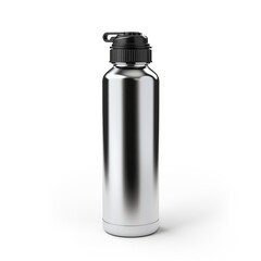 Standing Aluminum Water Bottle Mockup with Black Cap