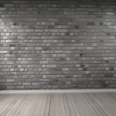 Fototapeta premium Empty room with brick wall and wooden floor, 3d rendering