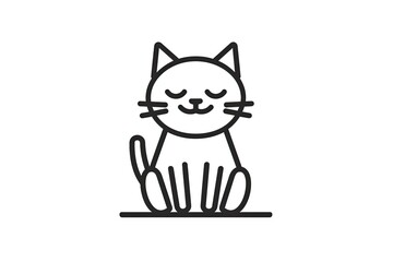 A whimsical cartoon cat with elegant line art and minimalist design, captured in a charming clipart sketch