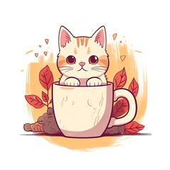 Cute cat cartoon pastel colors