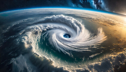 Dramatic satellite view of Hurricane Florence: A powerful super typhoon swirling over the Atlantic, revealing the mesmerizing eye of the storm