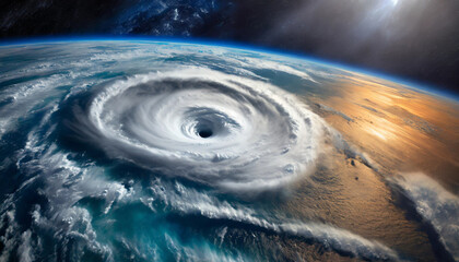 Dramatic satellite view of Hurricane Florence: A powerful super typhoon swirling over the Atlantic, revealing the mesmerizing eye of the storm