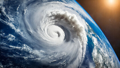 Dramatic satellite view of Hurricane Florence: A powerful super typhoon swirling over the Atlantic, revealing the mesmerizing eye of the storm