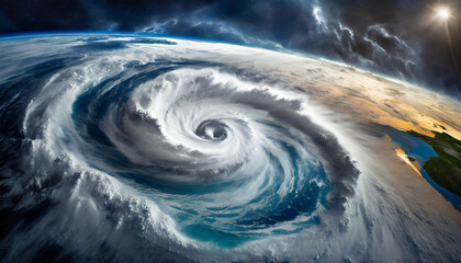 Dramatic satellite view of Hurricane Florence: A powerful super typhoon swirling over the Atlantic, revealing the mesmerizing eye of the storm