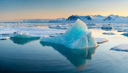 Gordijnen melting Arctic ice sheets, symbolizing the urgent threat of global warming and climate change in our rapidly changing world © Your Hand Please