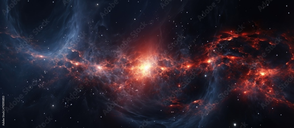 Poster 4K rendering of Milky Way stars, nebula, and a space quasar with a black hole.