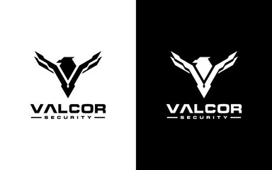 Letter V logo template. Wings design element vector illustration. Corporate branding identity