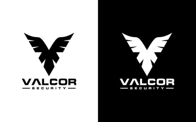 Letter V logo template. Wings design element vector illustration. Corporate branding identity