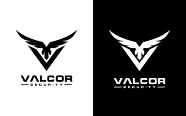 Letter V logo template. Wings design element vector illustration. Corporate branding identity