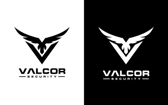 Letter V logo template. Wings design element vector illustration. Corporate branding identity