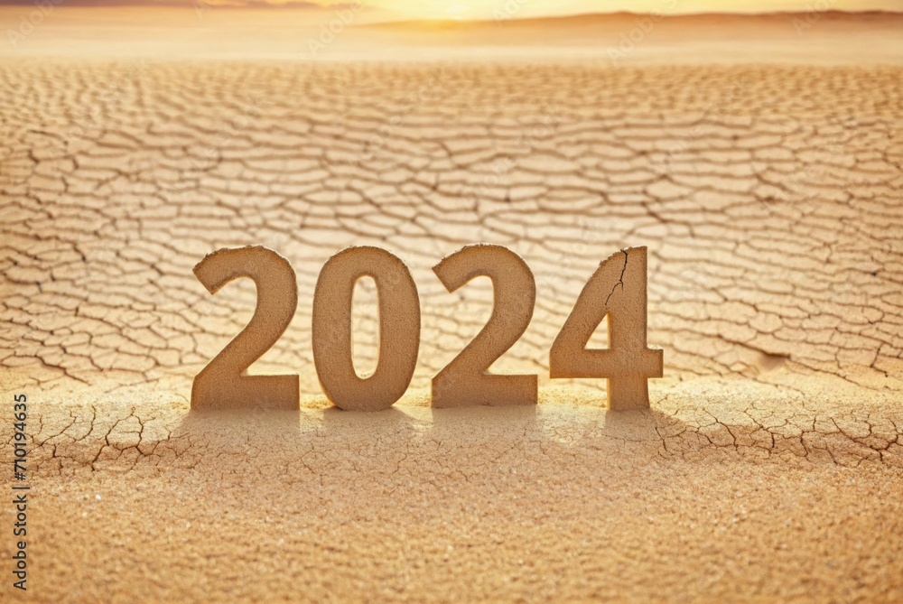 Poster climate change concept in 2024. background with selective focus and copy space