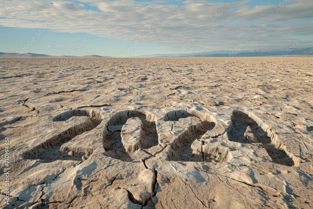 Poster numbers 2024 in the desert, concept of the hottest summer. background with selective focus and copy 