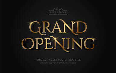 Fototapeta na wymiar Grand Opening Gold Shiny Editable Text Effect Style Premium Vector