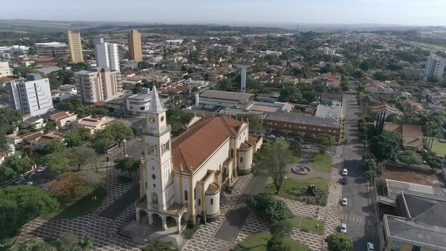 Par&oacute;quia S&atilde;o Jos&eacute; Church Rol&acirc;ndia Parana Brazil Drone aerial cinematic flight pano