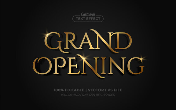 Grand Opening Gold Shiny Editable Text Effect Style Premium Vector