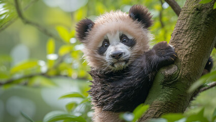 Obraz premium panda on tress in the forest