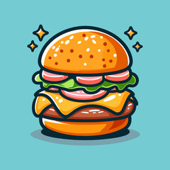 burger cartoon illustration. flat cartoon style