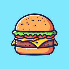burger cartoon illustration. flat cartoon style