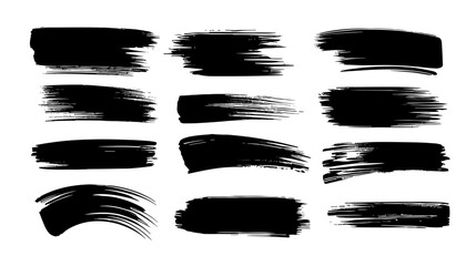 Brush black stroke paint splash background. Black brush texture shape paintbrush line scratch grunge background.