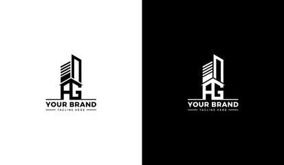 AG letter building and house logo, vector graphic design