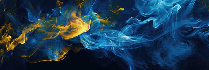 Naklejka premium a blue and yellow smoke wallpaper, generative AI