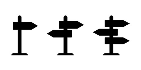 Signpost icons collection – Flat directional signs isolated on transparent background © AlbertBS