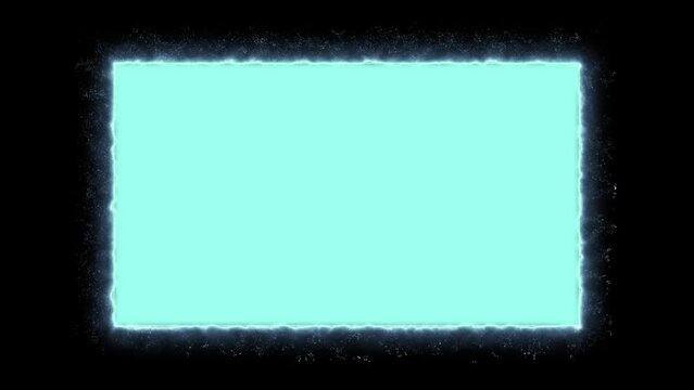 frozen soft blue white rectangle with water splash around on black background