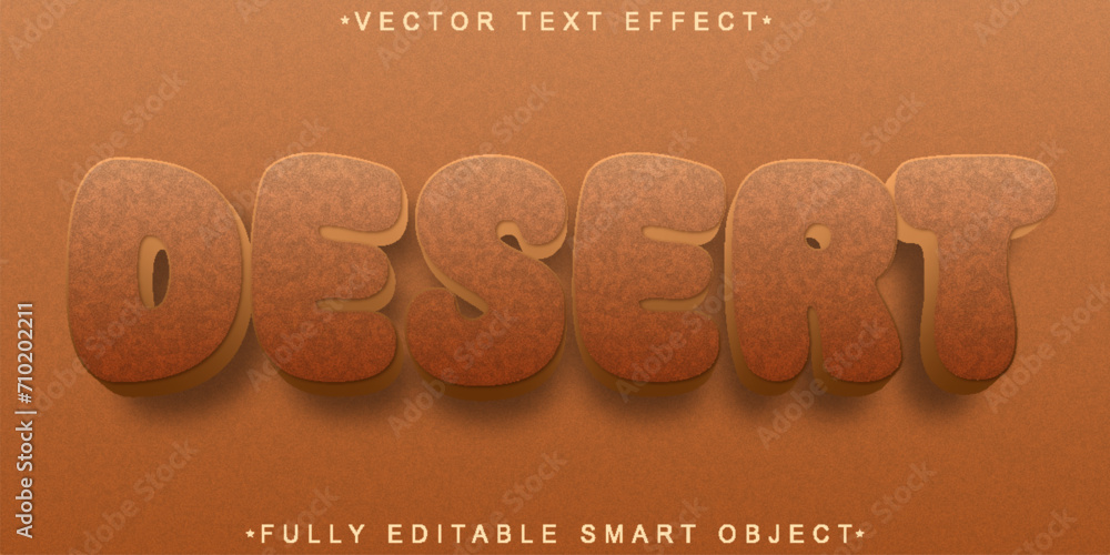 Poster brown sand desert vector fully editable smart object text effect