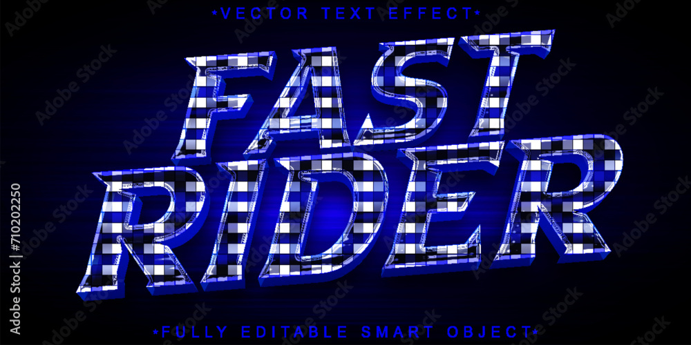Poster blue fast rider vector fully editable smart object text effect