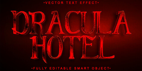 Dracula Hotel Vector Fully Editable Smart Object Text Effect - obrazy, fototapety, plakaty