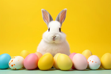 Naklejka na ściany i meble easter bunny and colorful easter eggs