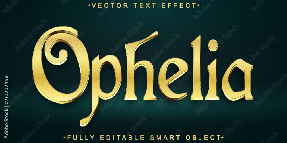 Poster elegant golden shiny ophelia vector fully editable smart object text effect