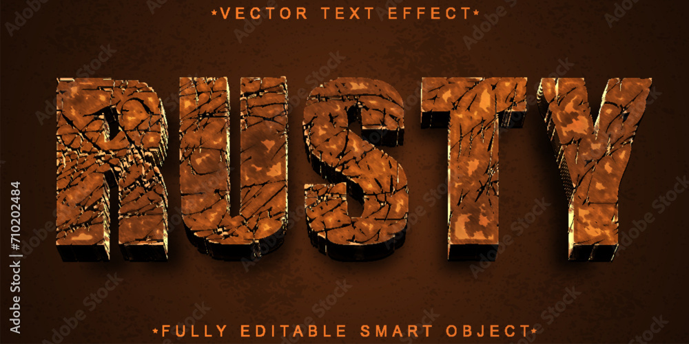 Poster worn rusty bronze vector fully editable smart object text effect