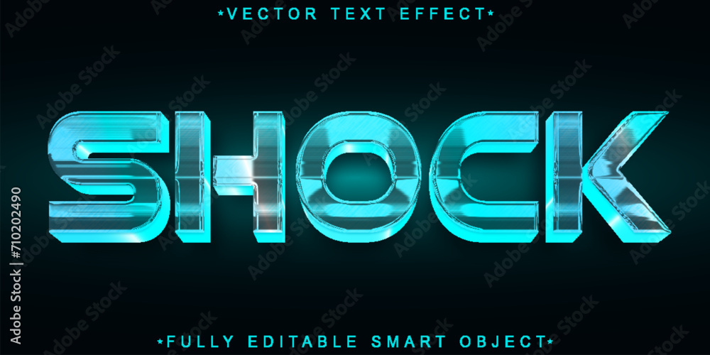 Poster turquoise shiny shock vector fully editable smart object text effect