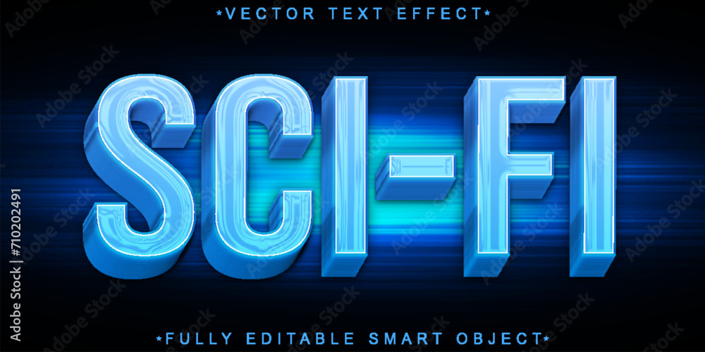 Poster blue sci-fi vector fully editable smart object text effect
