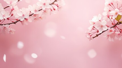 vibrant spring pink background illustration fresh cherry, petals blooming, soft delicate vibrant spring pink background