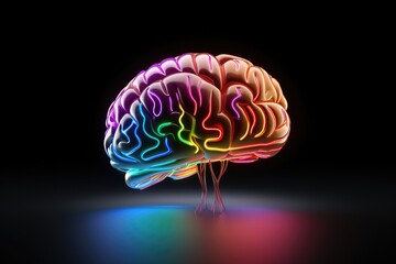Obraz premium Neurological diagnostic techniques and neuroimmunotherapy. Neuro ophthalmology and neurovascular surgery for neural insights. Colorful abstract thinking Human Mind cognitive brain skills Aid Axon