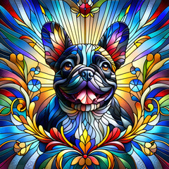 Stained glass French Bulldog