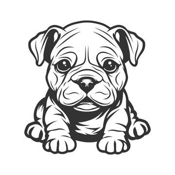 Puppy dog Illustration Clip Art Design Shape. Bulldog Silhouette Icon Vector.