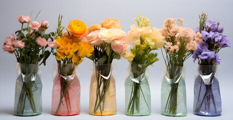bouquets of multicolored flowers for gifts time to celebrate, spring time