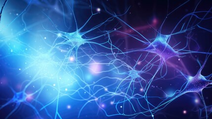 Naklejka na ściany i meble Human Mind Brain neurons Neuroplasticity transmit signals via axons & dendrites. Synapses neurotransmitters. Neural Brain Axon Neurons, ion channels. Myelin sheath speeds up signal transmission