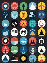 Weather Symbols Wall Prints: Climate Icons - Unique and Eye-Catching Artwork for Every Weather Enthusiast