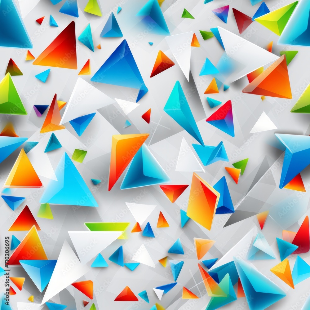Poster dynamic and visually interesting seamless geometric pattern with triangles, circles, and squares